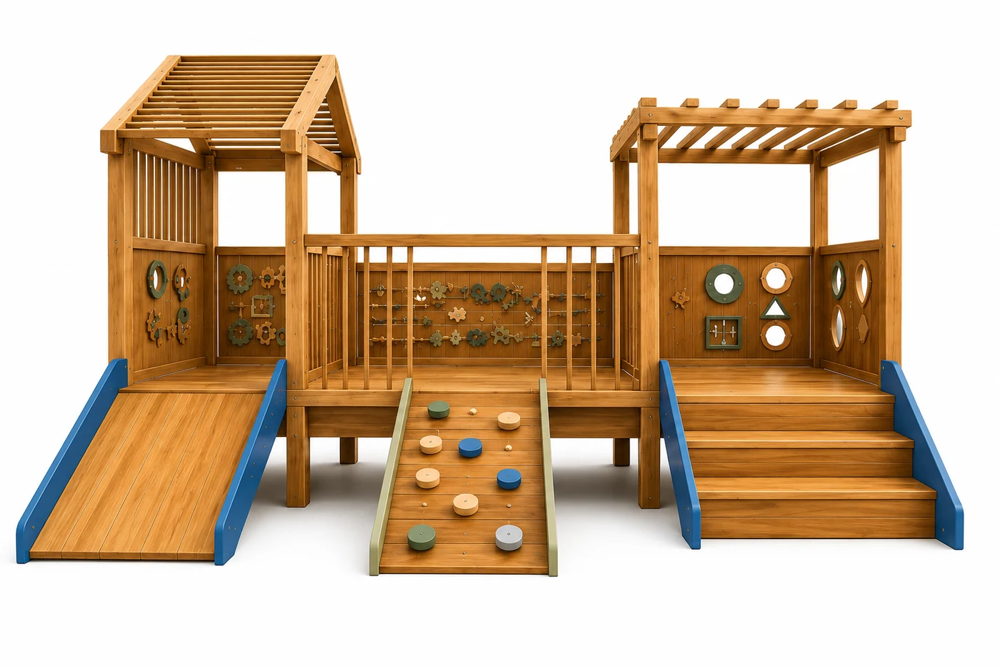 Play System Baby — estrutura modular de madeira maciça para berçário e educação infantil